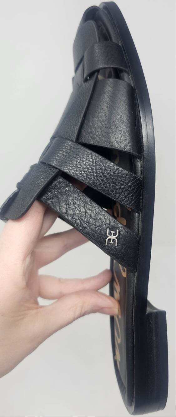 Sam Edelman Women's Dina Leather Fisherman Black Slip On Mules Sandal Size 10 - Picture 7 of 10